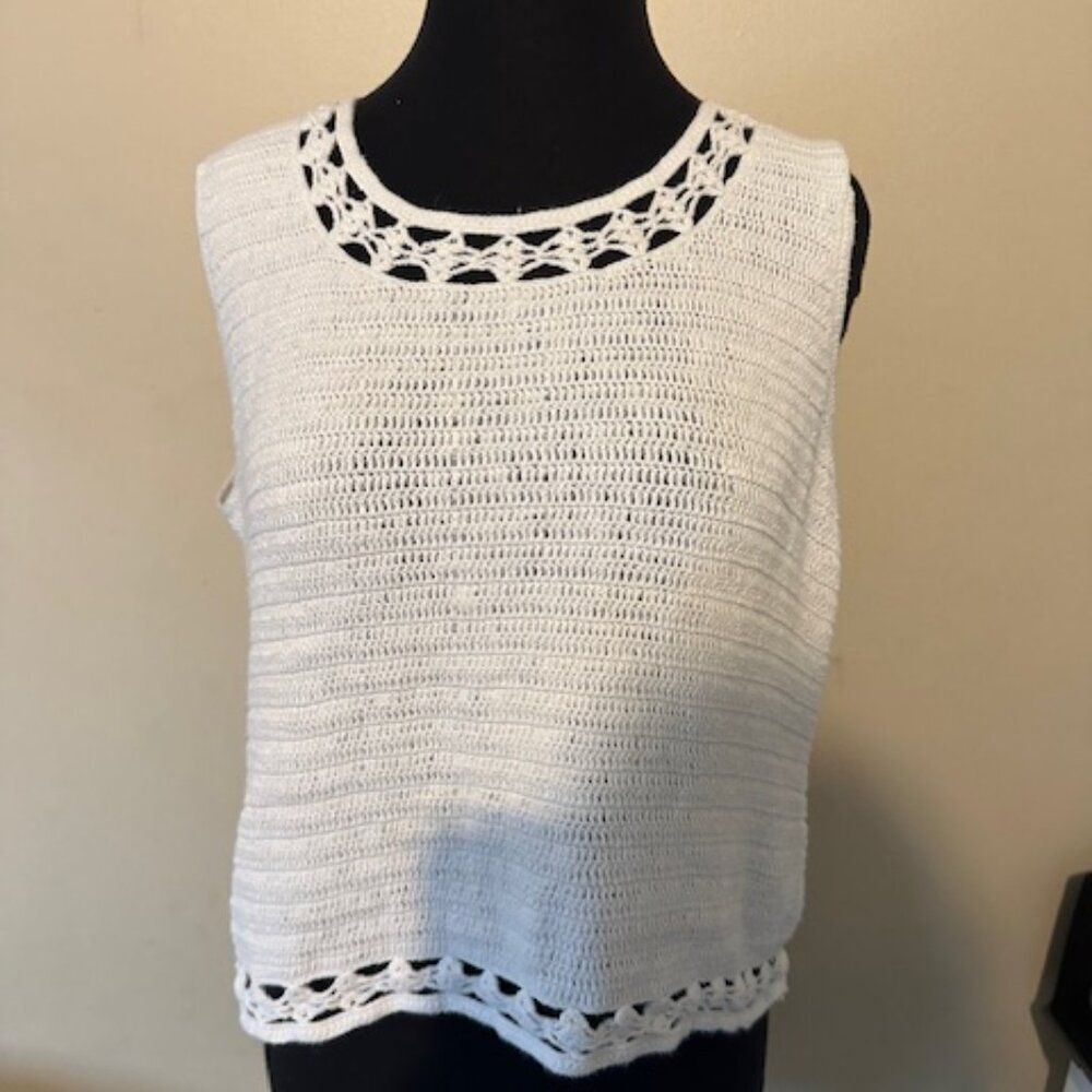 White Crochet Knit Tank Top  8680